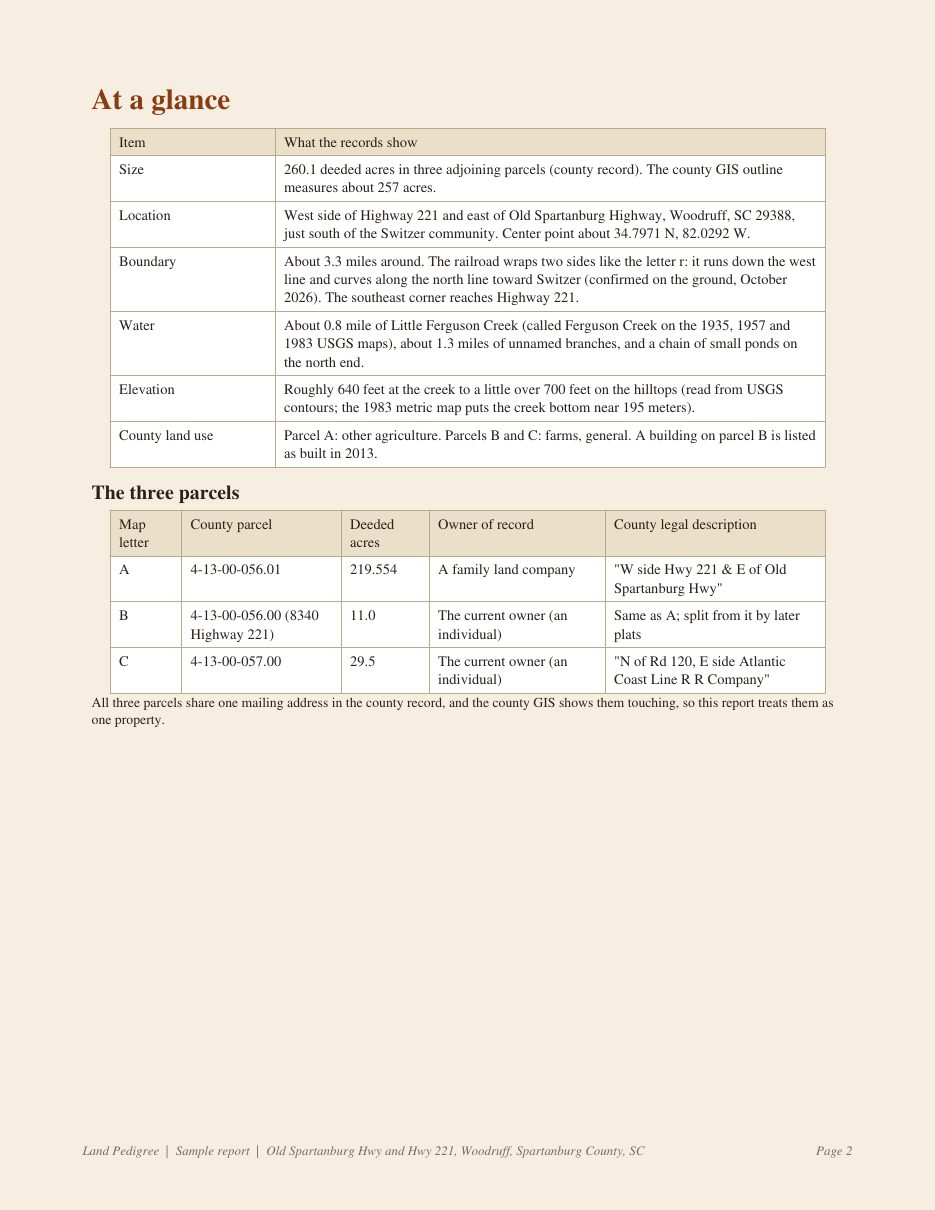 Sample report page 2, at a glance